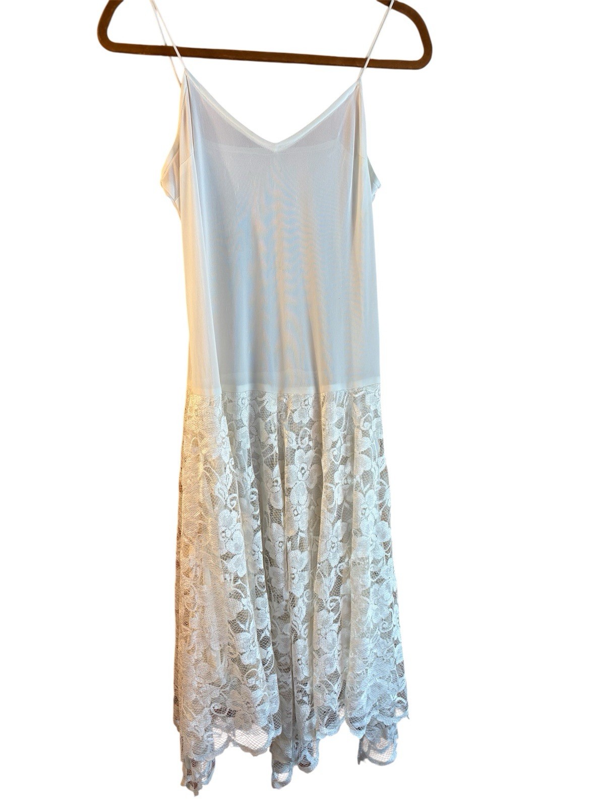 VTG Slip Lace Overlay Dress Lace Layered Bottom Flaws Sz XS 34/30 Fairy Coquette