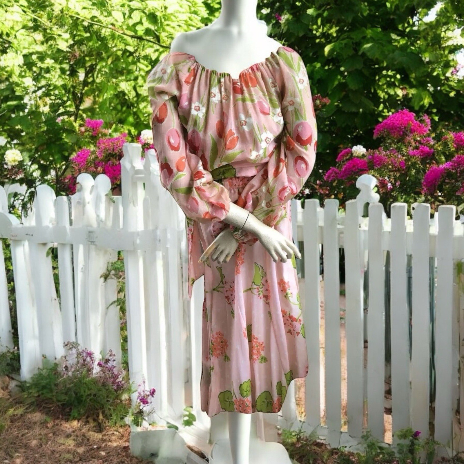 MR.HANK Vintage Boho Maxi Long Floral Skirt & Matching Top Sz S Free Shipping Of