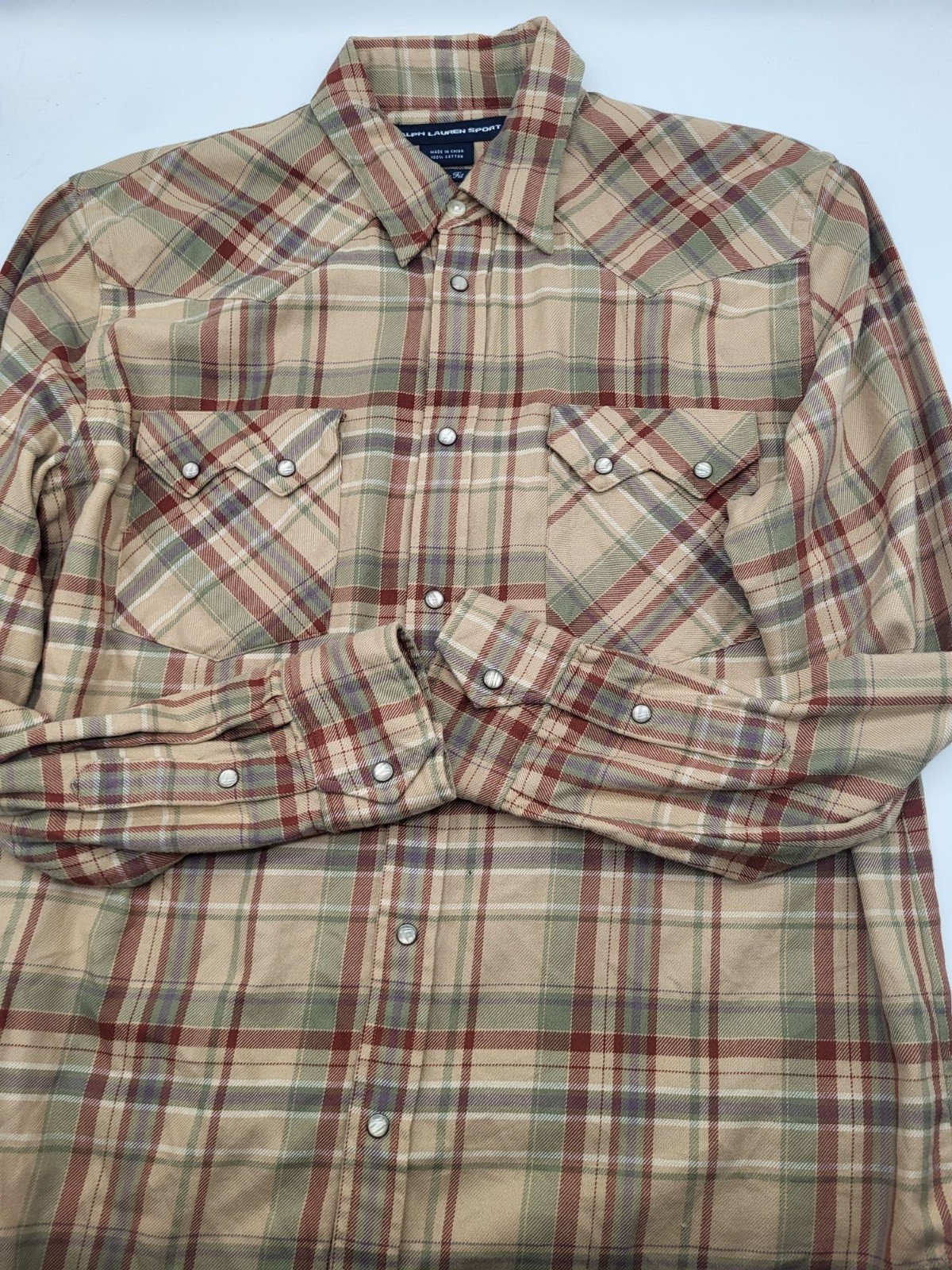 VTG Ralph Lauren Sport 90’s Plaid Western Shirt Womens SZ 14 Classic Fit Preppy