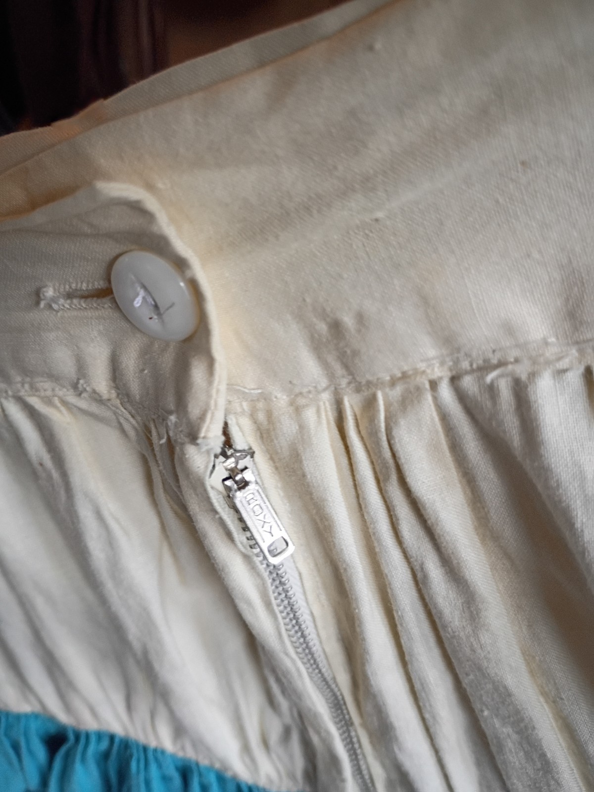 Vtg Mexican Patio Peasant Dress 2 Piece Skirt Blouse Ric Rac Trim Full Circle