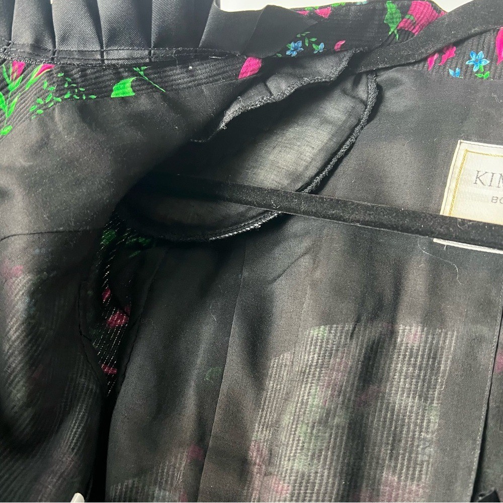 Kimijima Boutique Tokyo Paris Vintage Floral Peplum Blazer Black Designer Sz. M