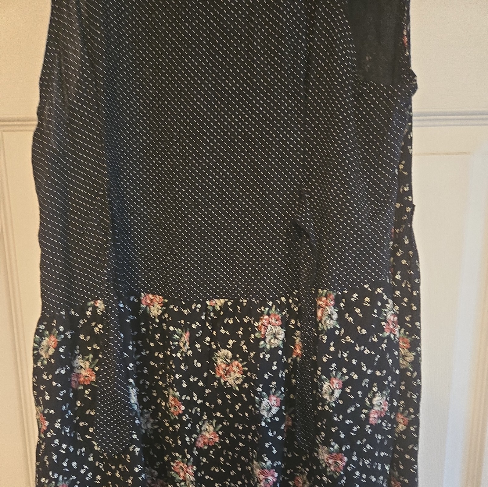 Vtg Dawn Joy Fashions Dress Boho Cottagore Floral Sleeveless Maxi Buttons collar