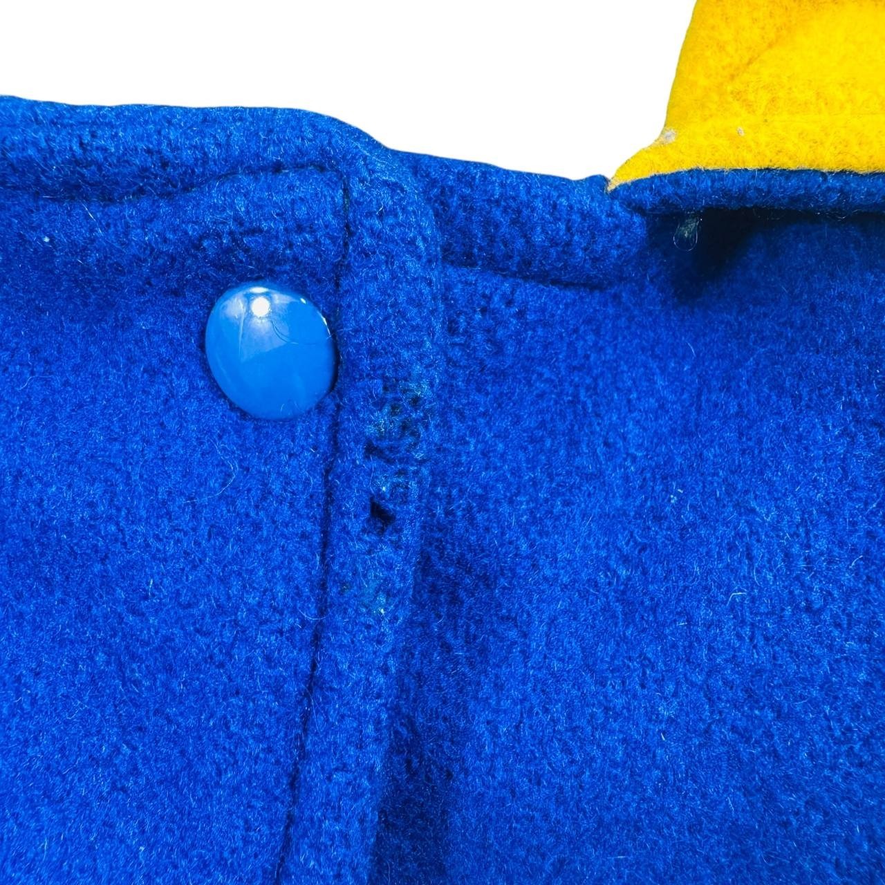 Vintage 1980s Skookum Letterman Cheerleader Jacket Blue Yellow Wool USA Size 36