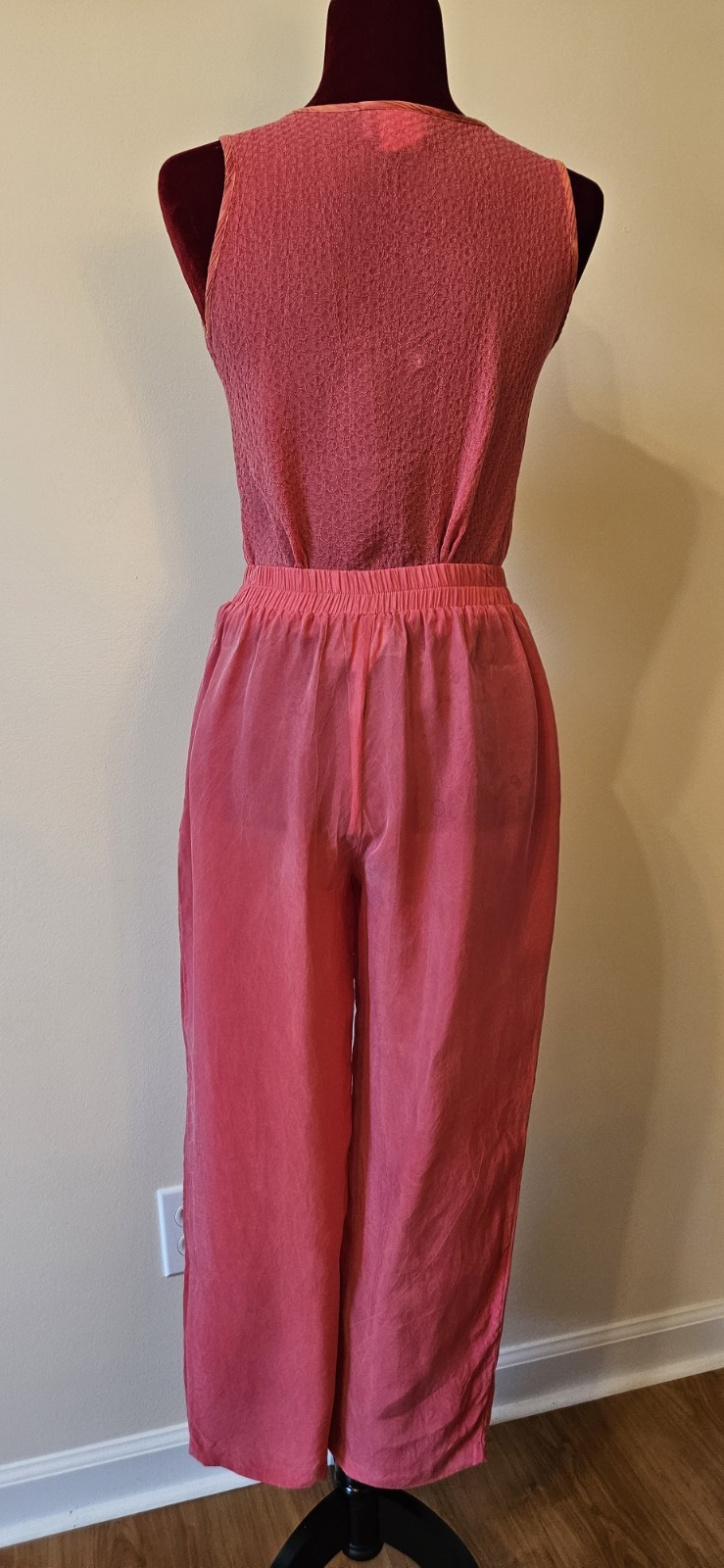 Vintage 80s Petite Small Nancy Bolen City Girl Set Tank Pants Jacket Pink Orange