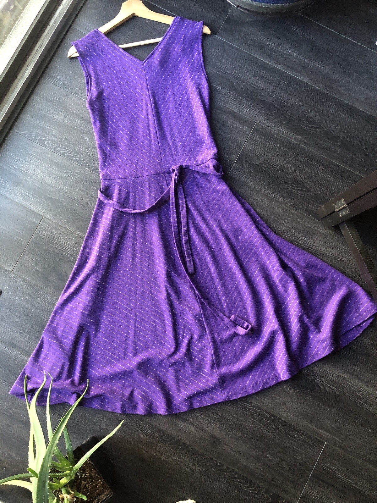 70’s Vintage New Raves | flowy purple gold metallic cinch swing dress {11}