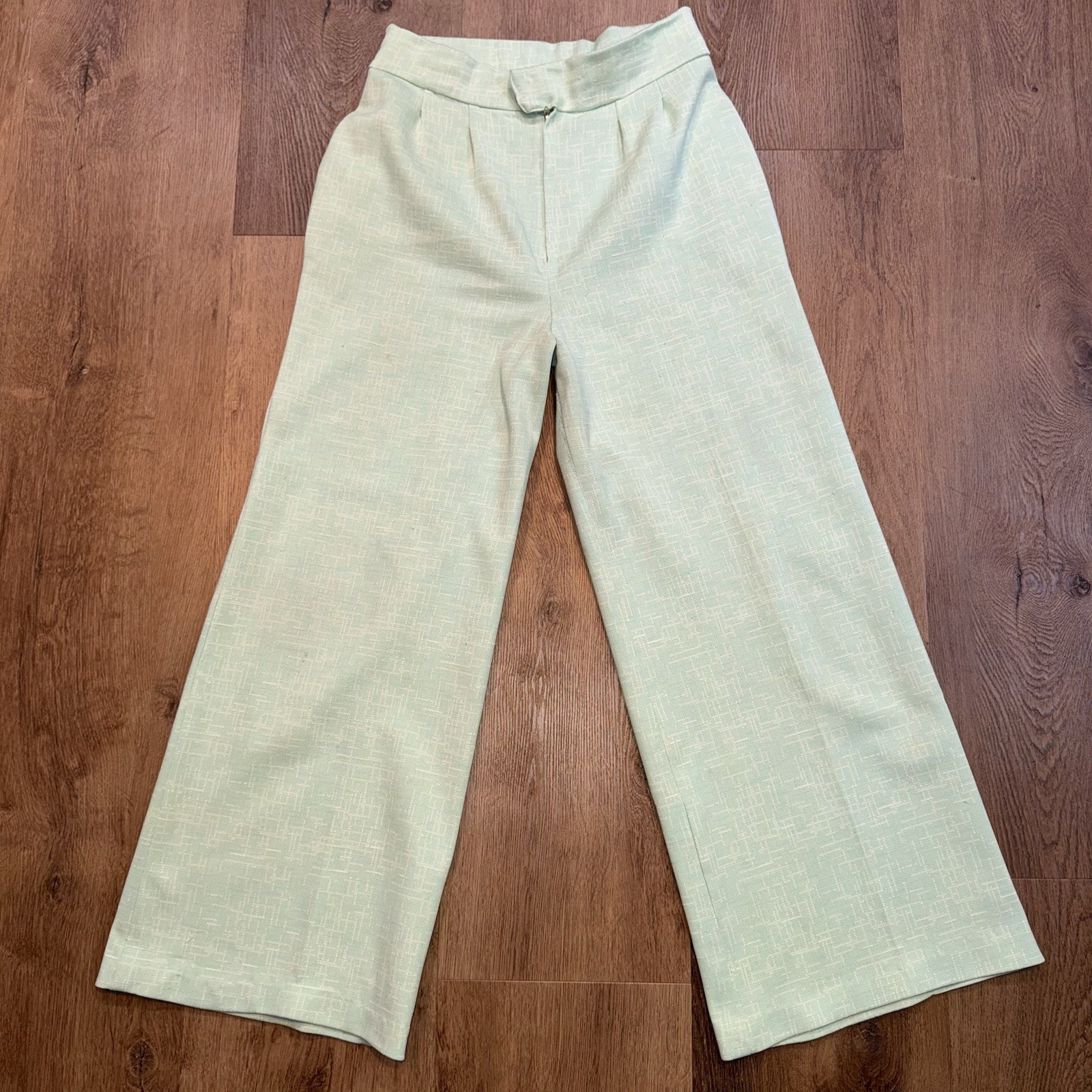 Vintage 60s 70s Bell Bottom Pants Womens 28 27 Wide Leg Gaucho Polyester Disco