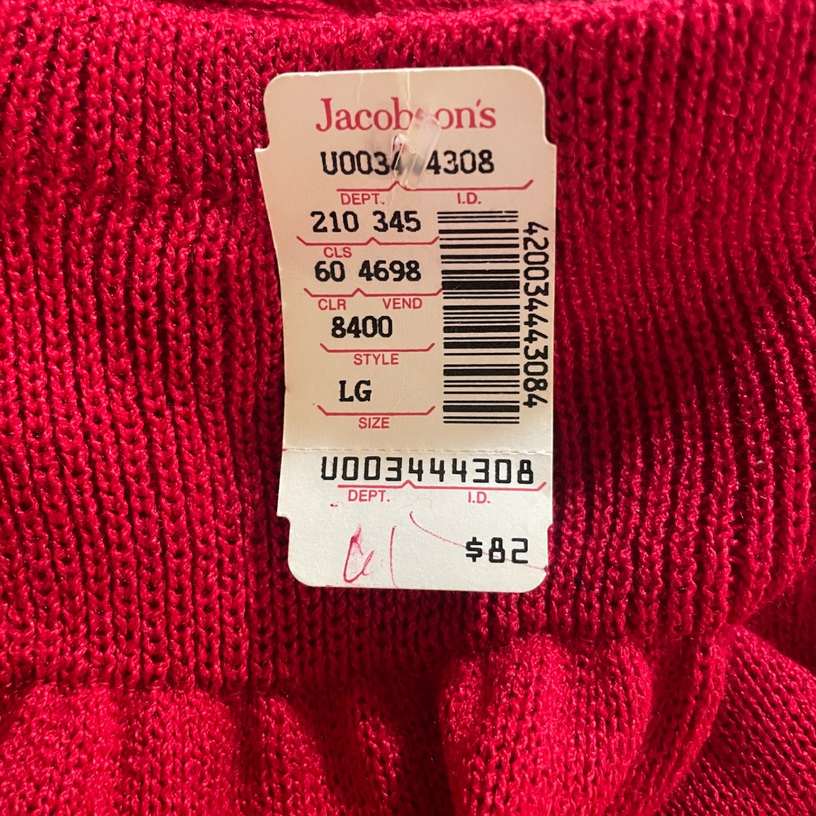 Vintage 90’s Size L Jacobson’s San Remo Red Knit Jacket & Skirt Set NWT $260