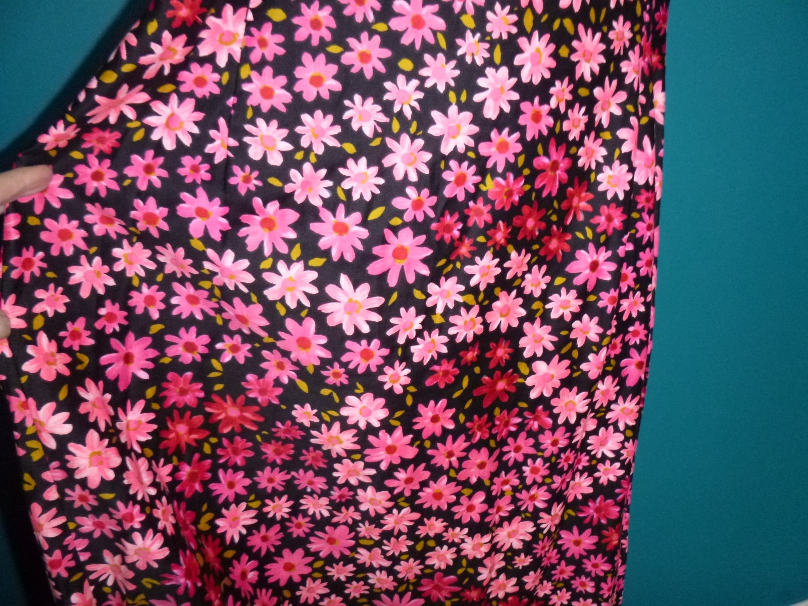 Vtg Charlotta Of California By Glazier Flower Power Maxi Dress PINK Daisies Sz M