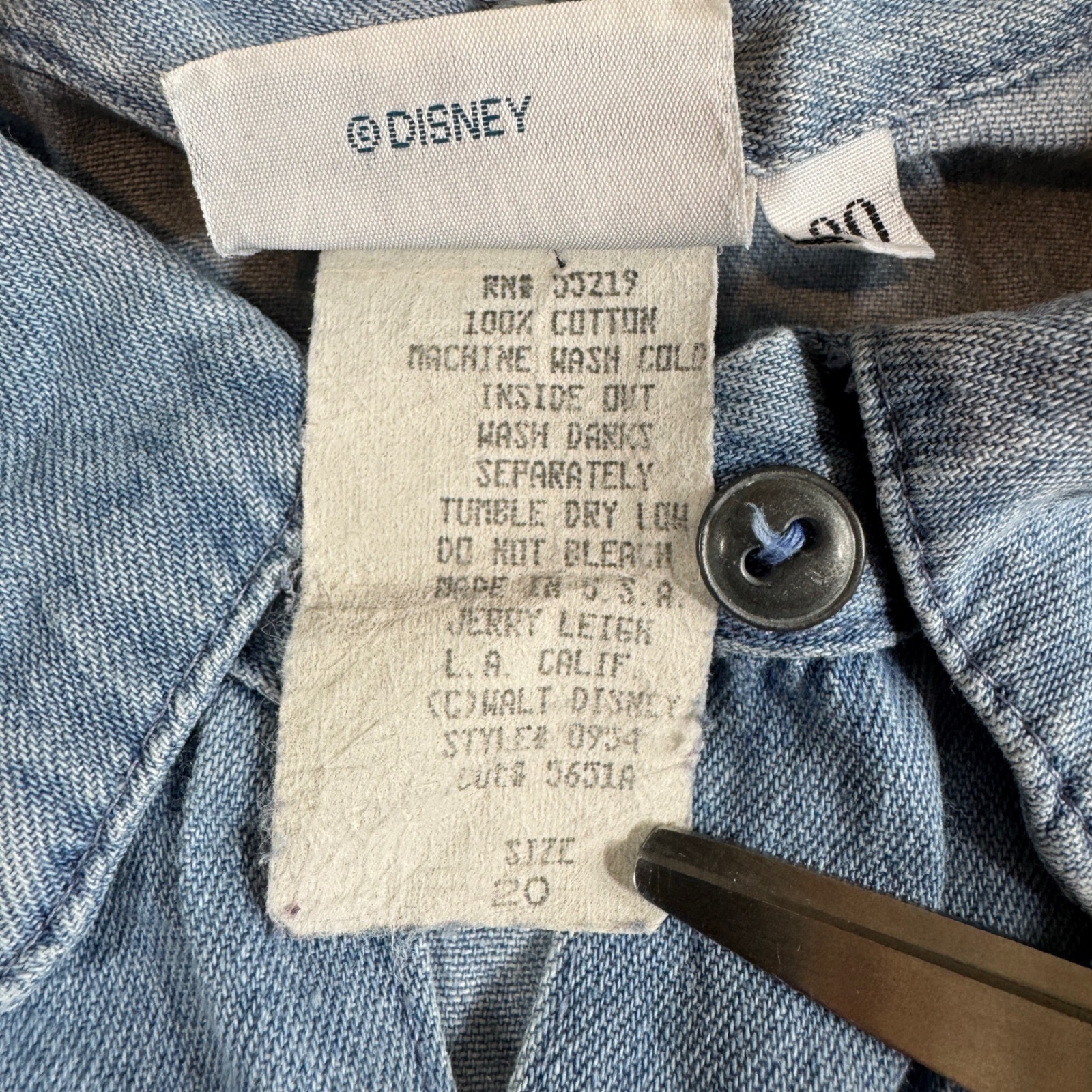 Vintage Disney Snow White Seven Dwarfs Denim Shirt Jerry Leigh Blue Women’s 20