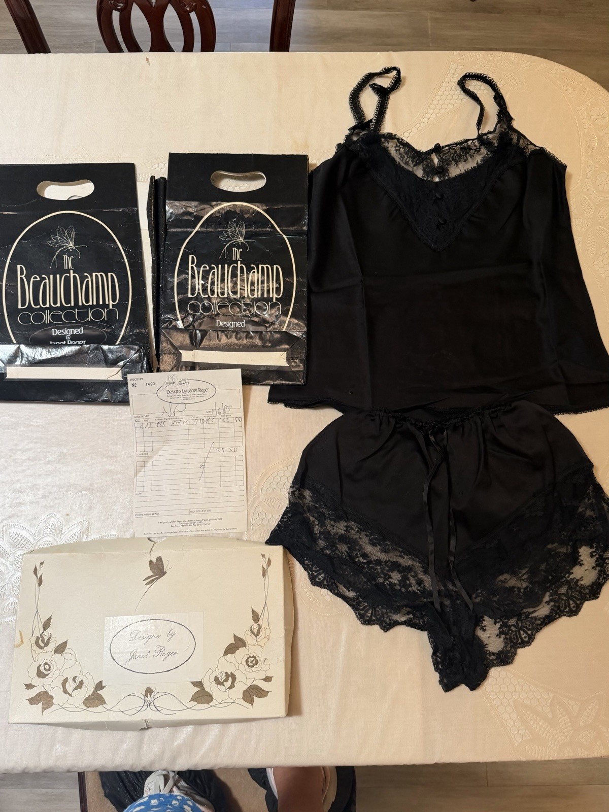 Janet Reger 1985 Beauchamp Collection Silk Camisole and Panties