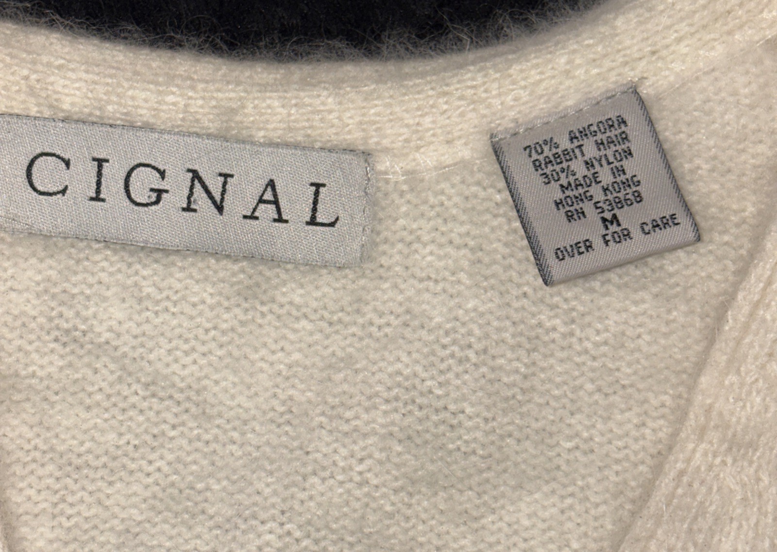 VTG 80s CIGNAL Angora Blend Cardigan & Top Set Made Hong Kong S/M Rabbit Hair