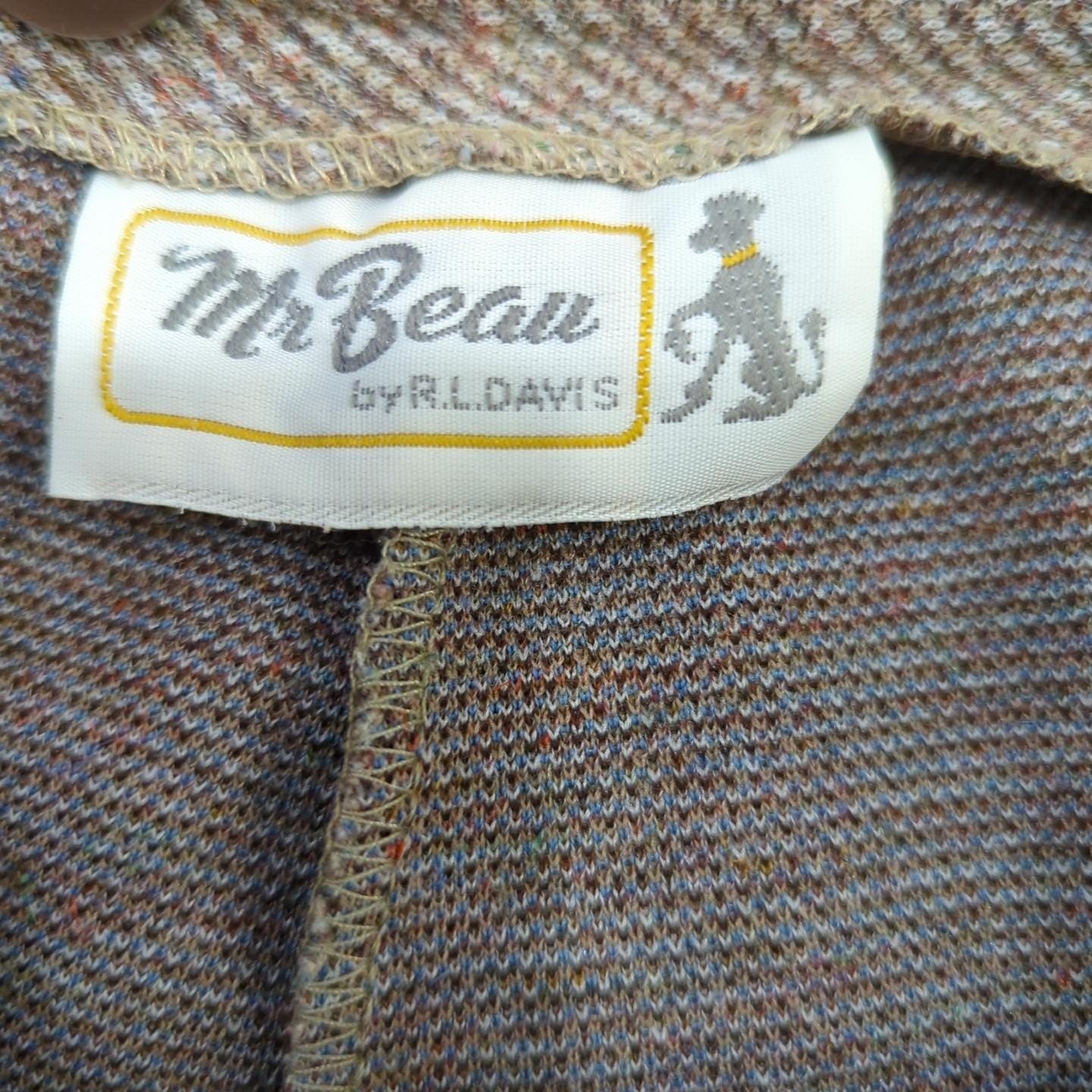 Vtg Mr Beau by RL Davis Herringbone Sz 28 Wide Leg High Rise Trousers Brown 487