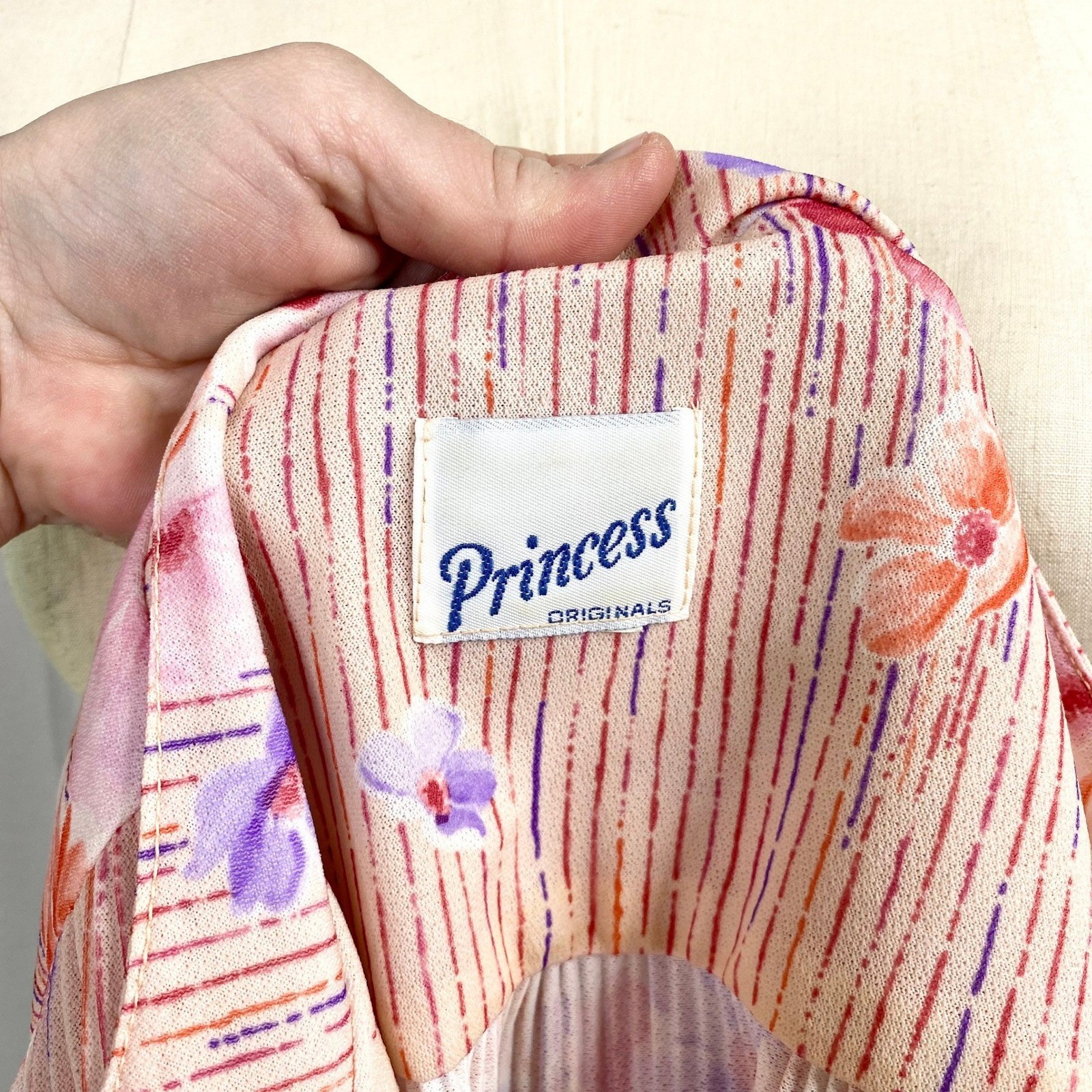 Vintage 1960s Pastel Floral Flowy Day Dress, Whimsy, Size Large