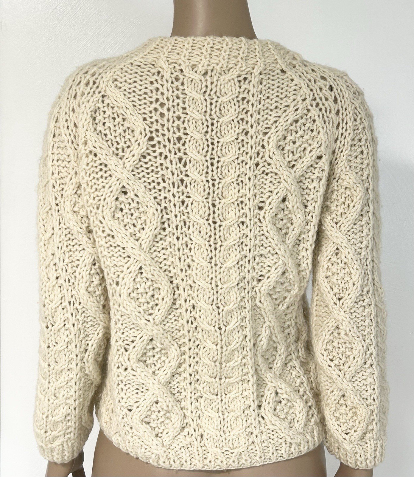 Vtg Russ Sweater 100% Wool Made In Italy Medium Cottagecore Cable Knit Fisherman