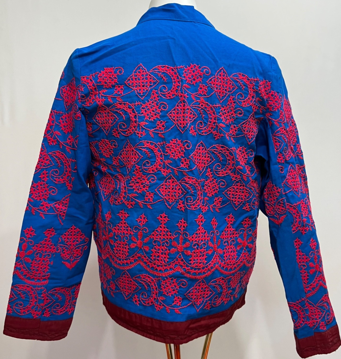 Vintage Embroidered Boho Open Front Jacket Sz Small Colorful Statement Piece