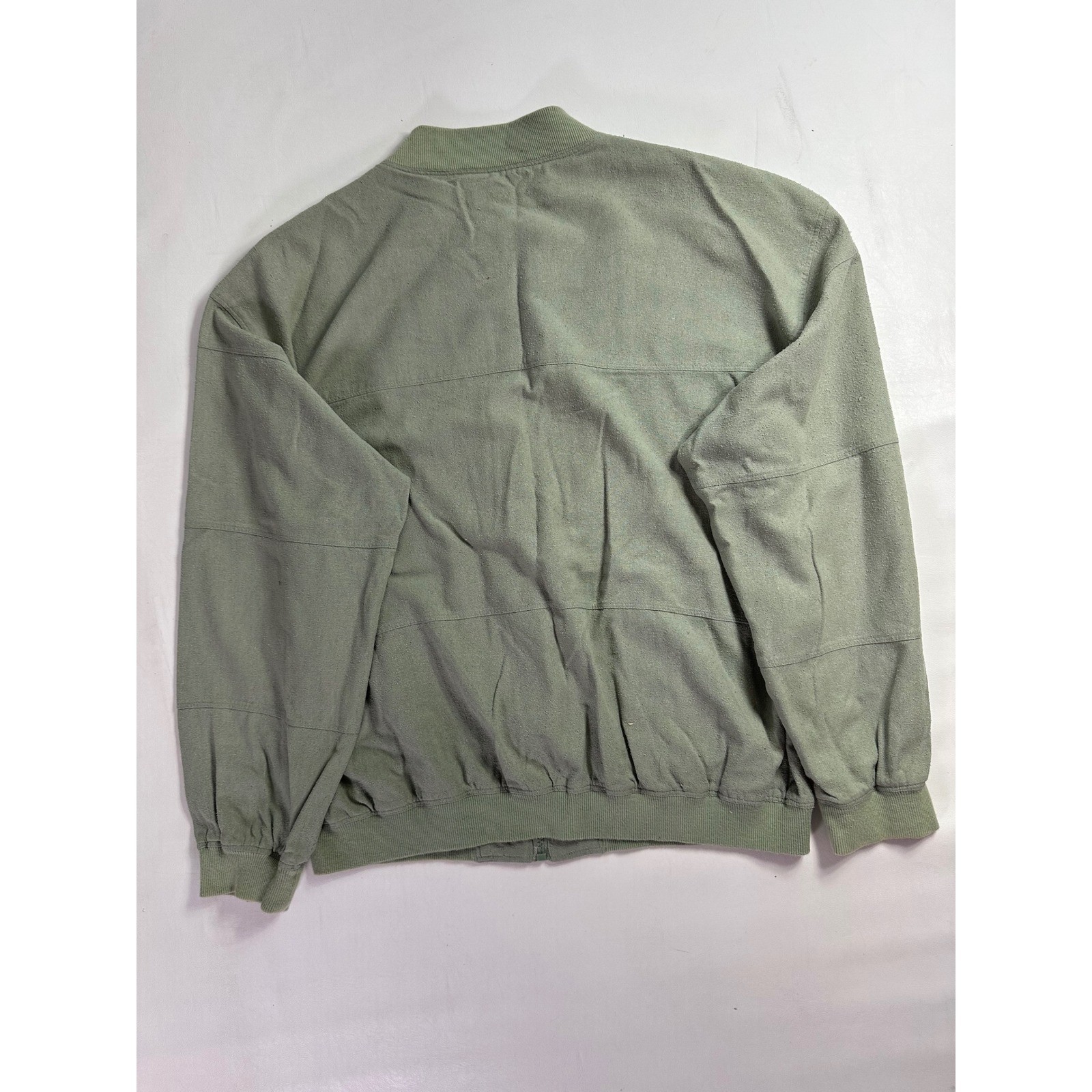 Selene Sport Sage Green 100% Silk 2-Piece Tracksuit Bomber Jacket Pants Set XL