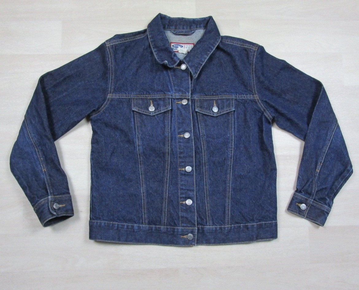 Vintage Y2K Old Navy Denim Jean Trucker Jacket Women’s (L) Dark Wash 2000s