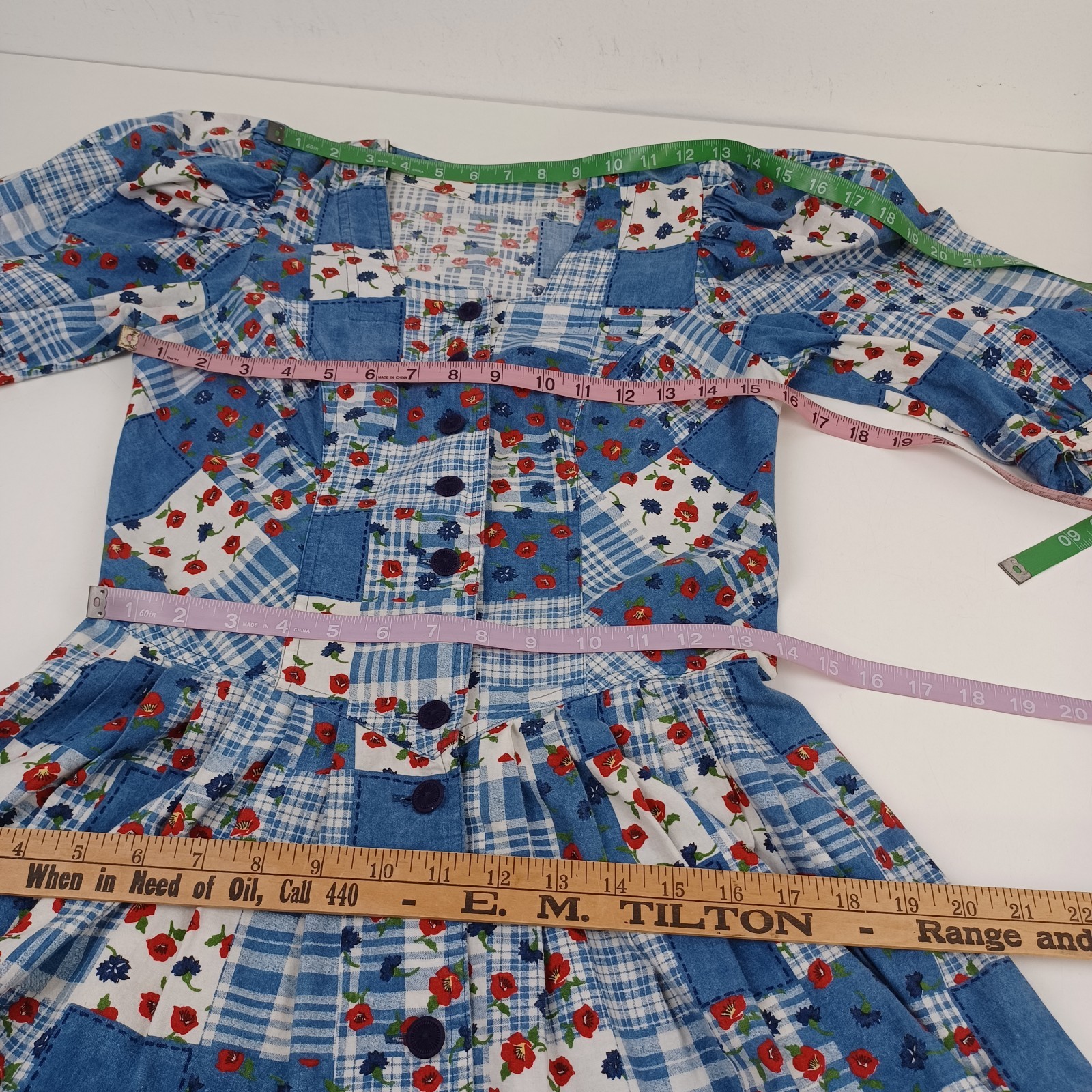 Salzburger Dirndl Vintage Floral Patchwork Midi Dress Size 36 Cottage Feminine
