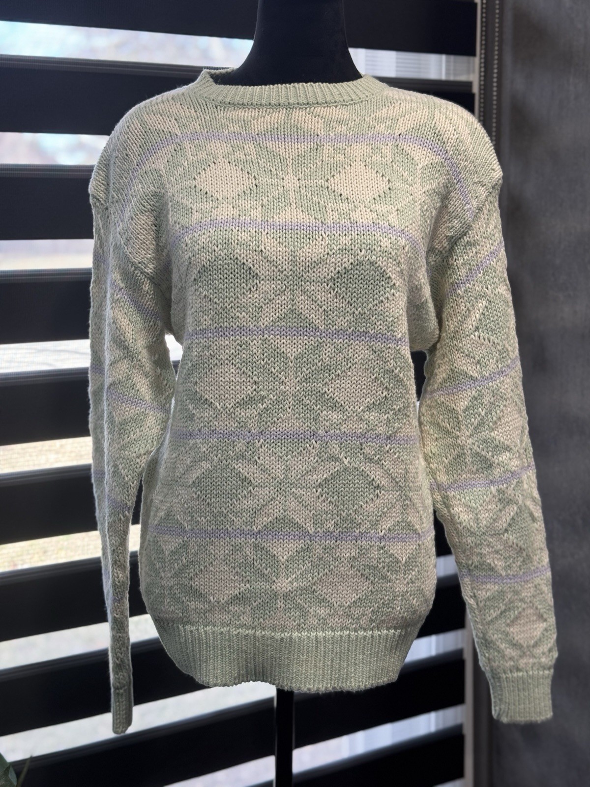 Boundary Waters Vintage 80s Knit Sweater Women’s Size Small Green Shoulder Pads