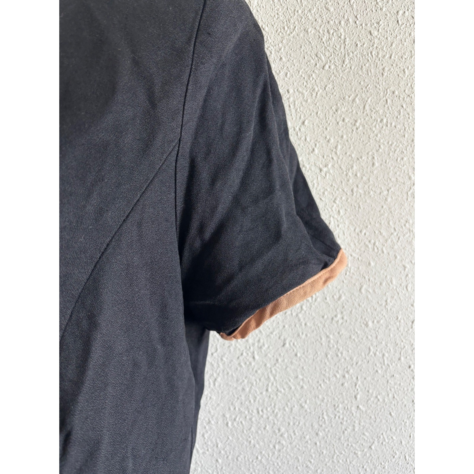 Danny & Nicole Jacket 12 Black Vintage Short Sleeve Button Front Contrast Trim