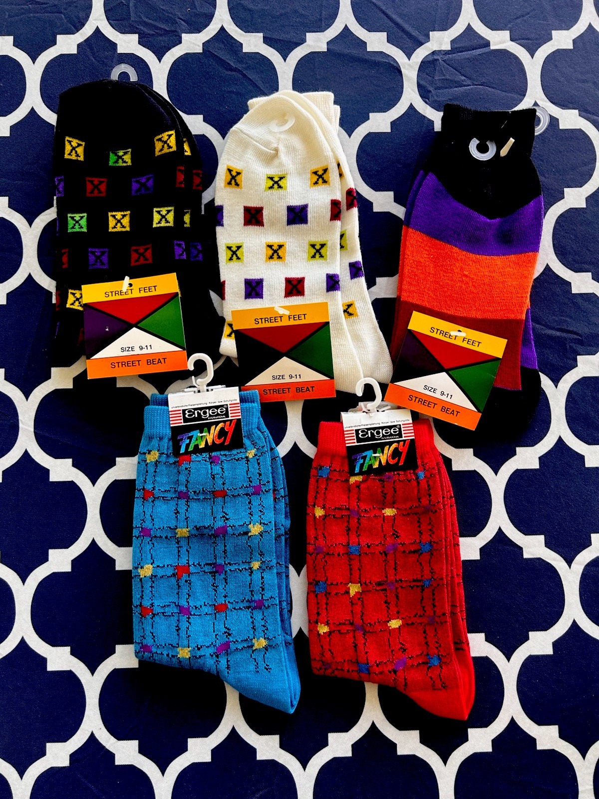 VTG Orig 80s Retro Rad Street Beat Fashion Socks Lot Of 5 NOS Break Dance Worthy