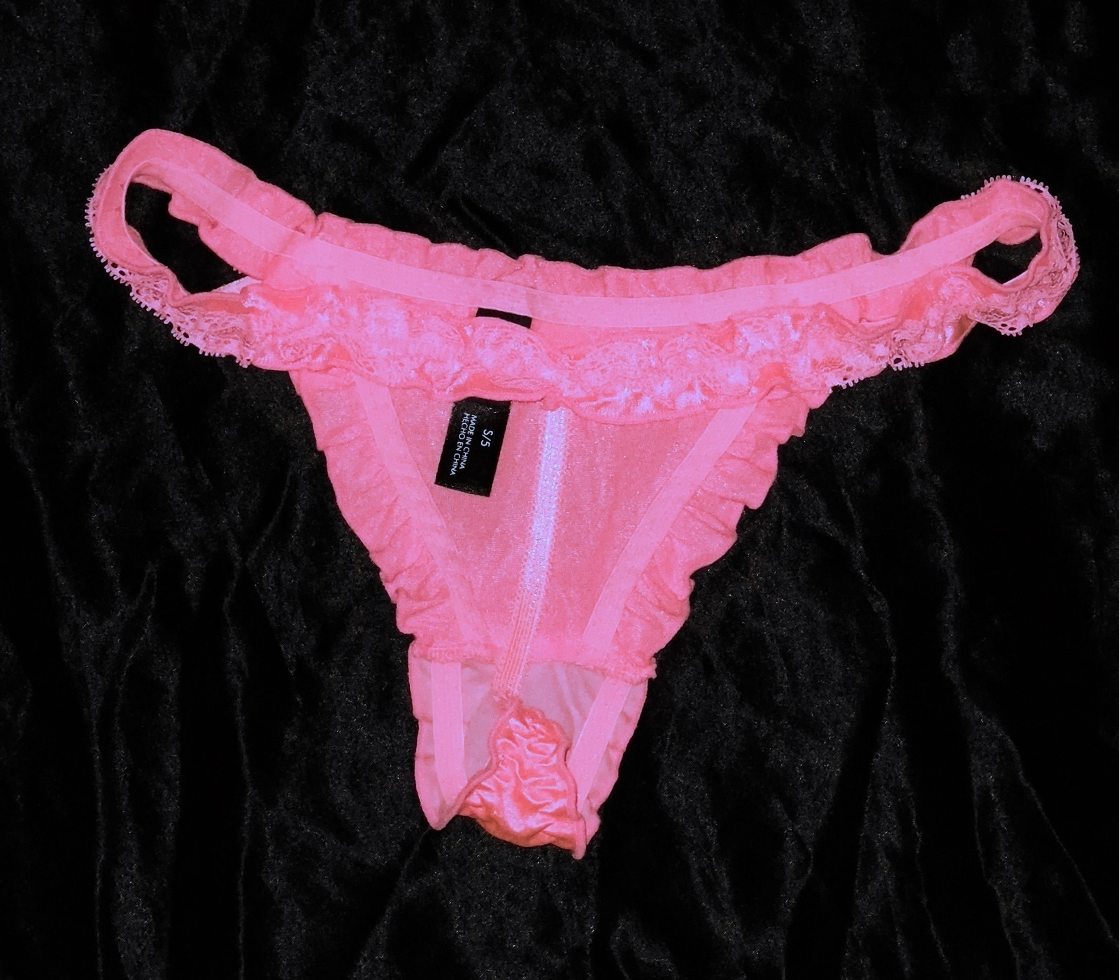 Vtg S/5 Smart & Sexy Stretch Satin & Lace G String Thong Panties Low Rise NWOT