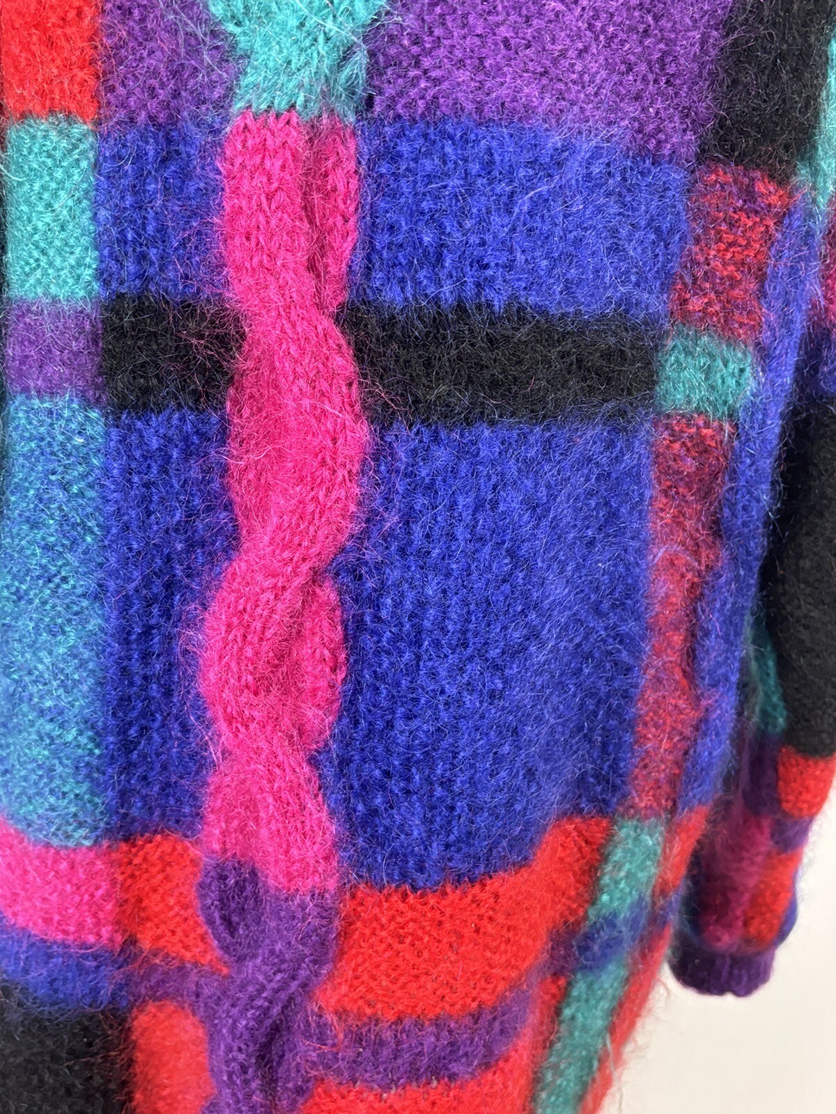 VTG Pop Art Mod Wild Classiques Entier 80% Mohair Tunic Sweater Colorful Large