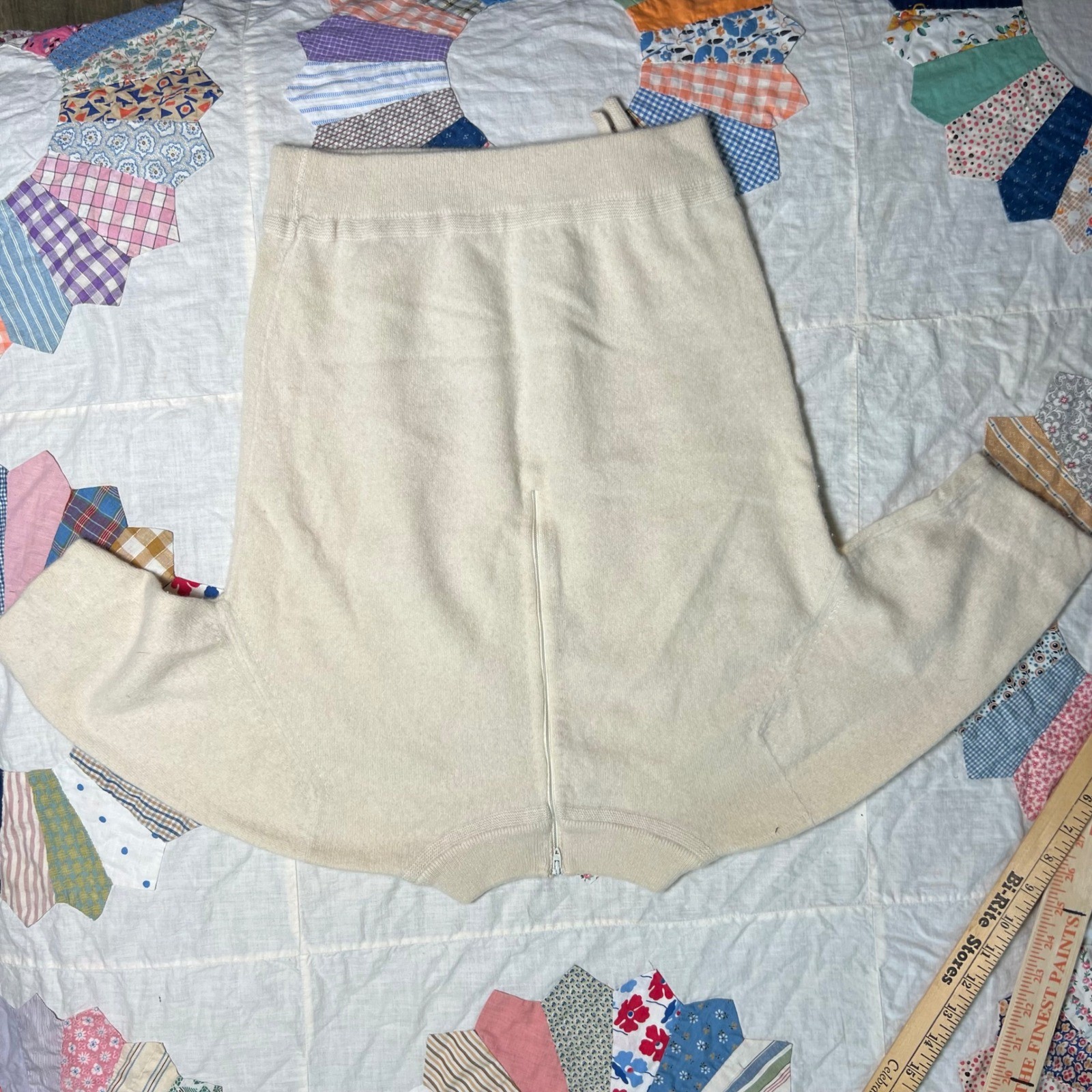 Vintage Dalton 100% Virgin Cashmere Short Sleeve Mock Neck Zip Back Sweater