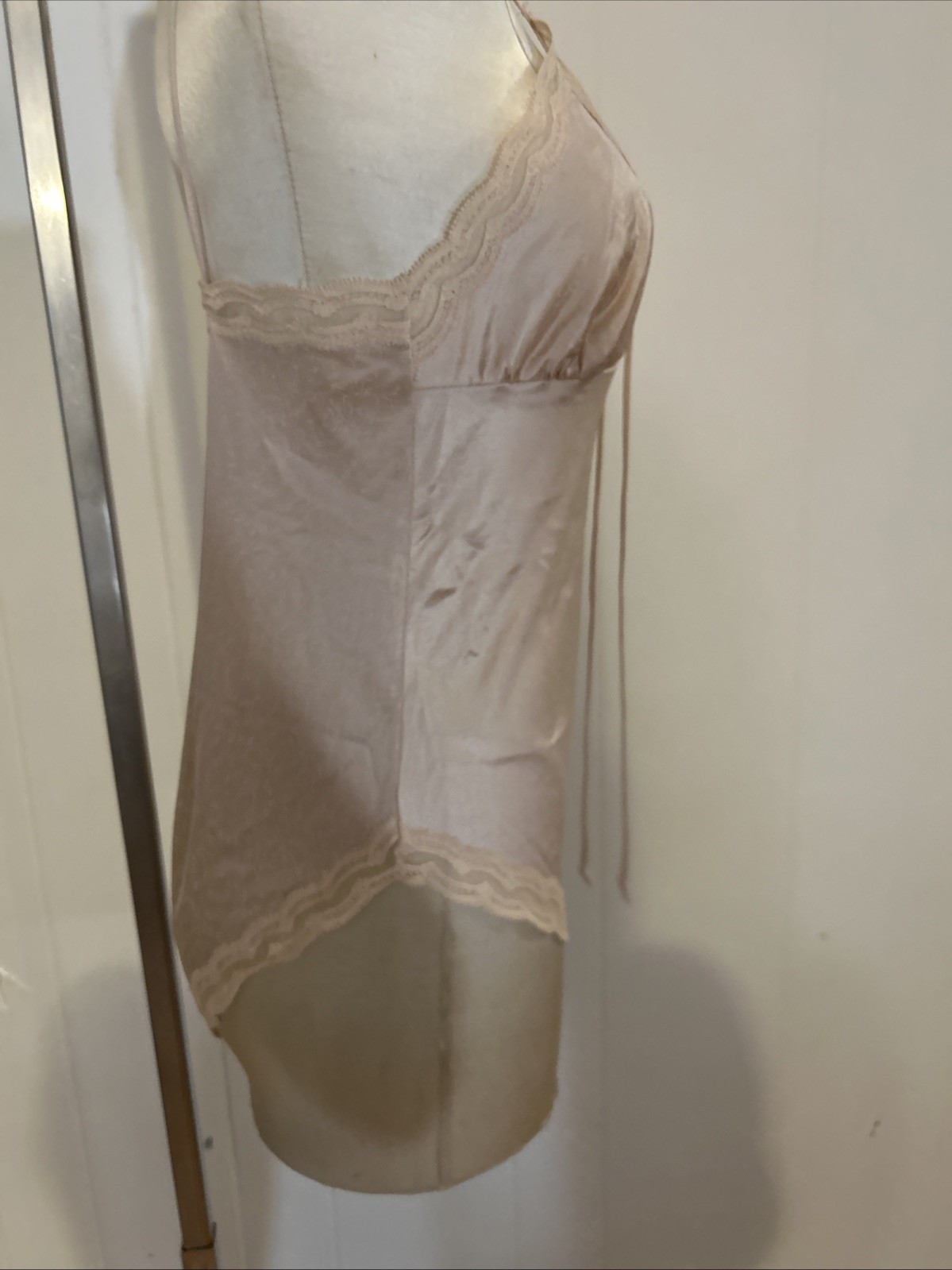 Vintage Designer Givenchy Light Nude Tan Lace Trim, Bodysuit Teddy Small