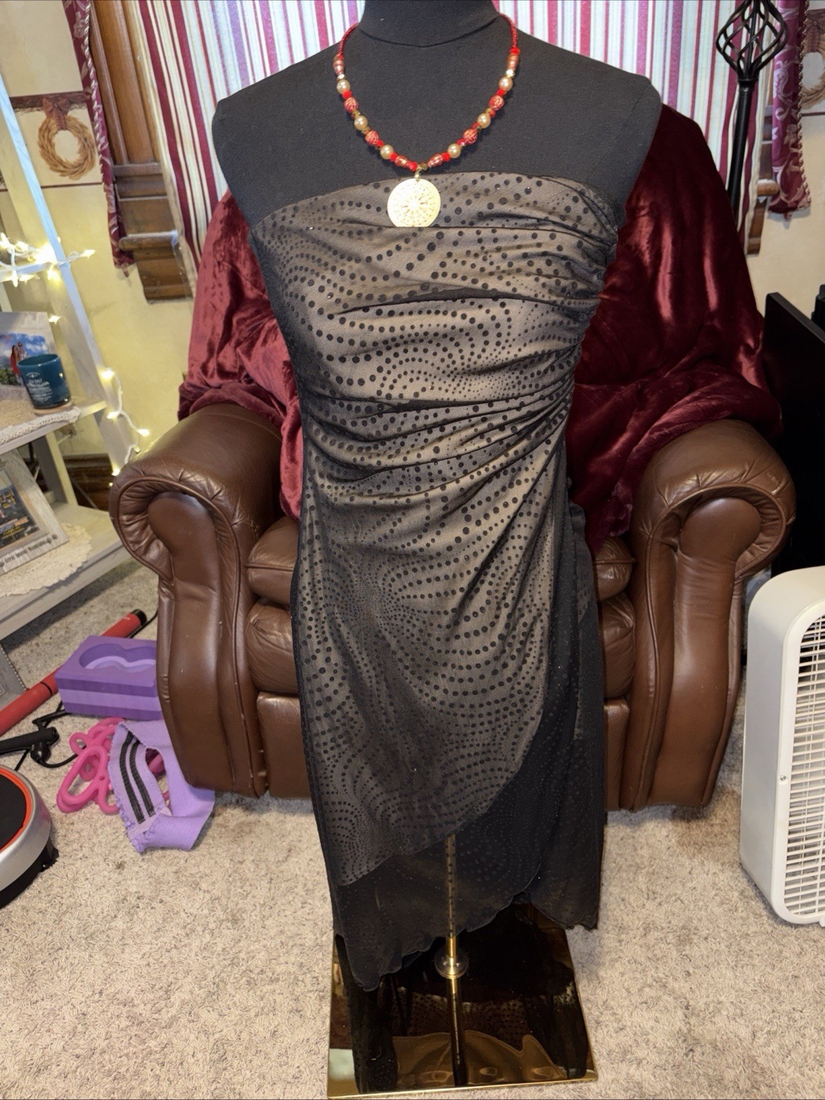 Y2K Boho Whimsy Goth Rave Black asymmetrical Blingy Strapless Dress Made In USA