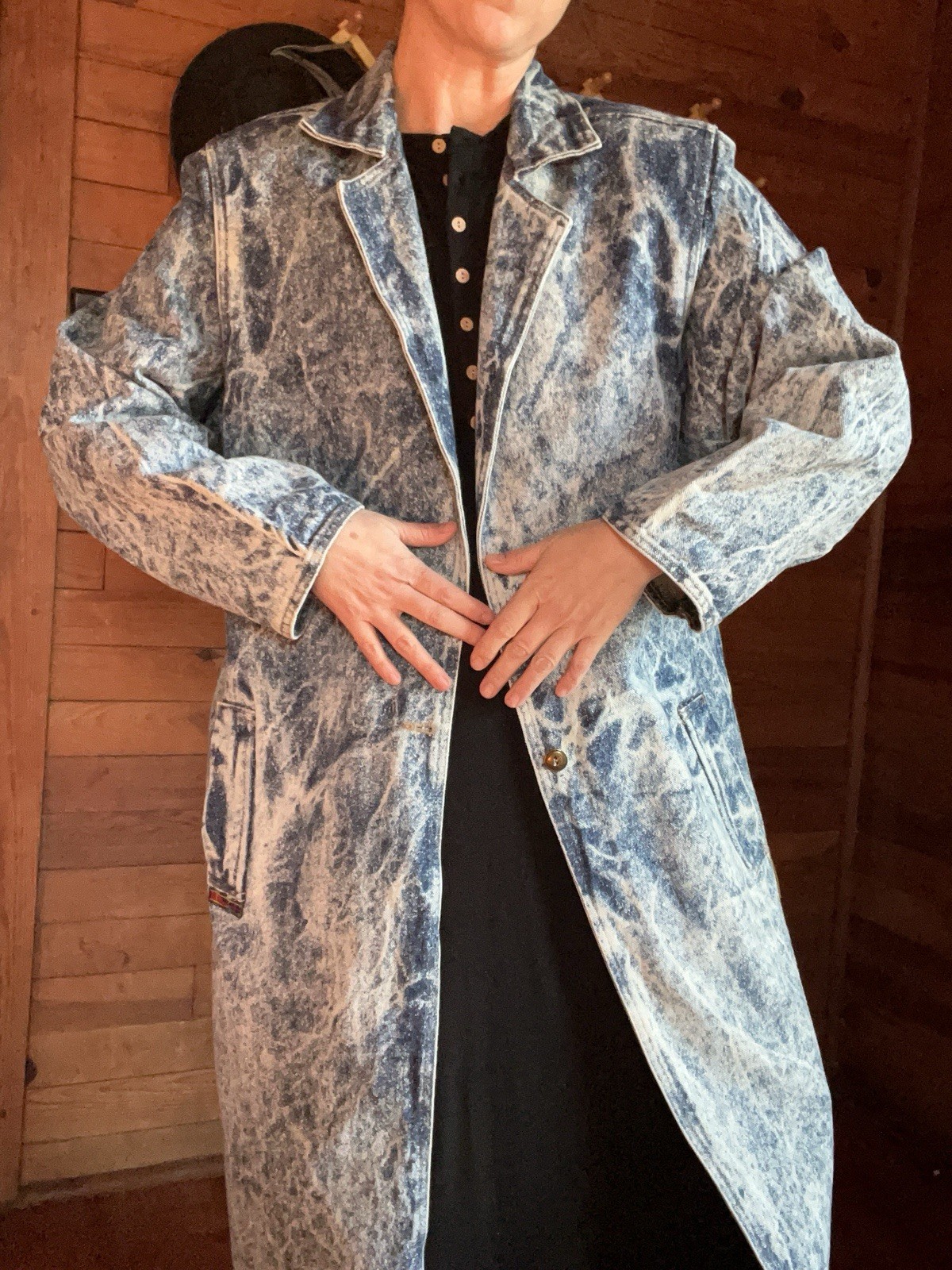 1980s Iced Washed Denim Trench AMAZING Size Large – EUC