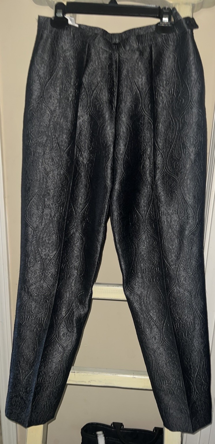Escada Margaretha Ley VTG Gray Jacquard Wool Silk Sz 40 EU 10 USA Pants Slacks