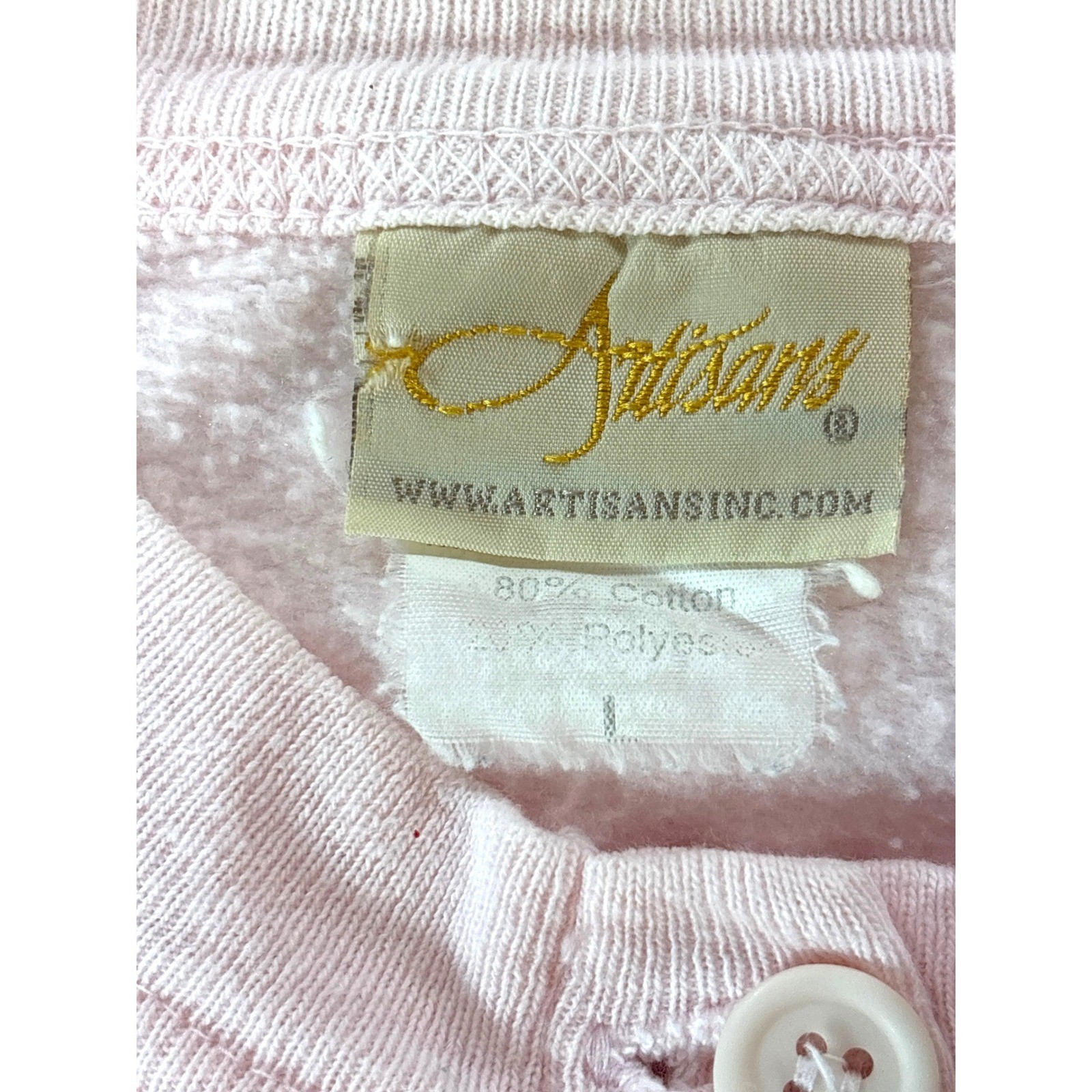 Artisans Inc Vintage Hummingbird Floral Fleece Cardigan Pink Sweatshirt Large