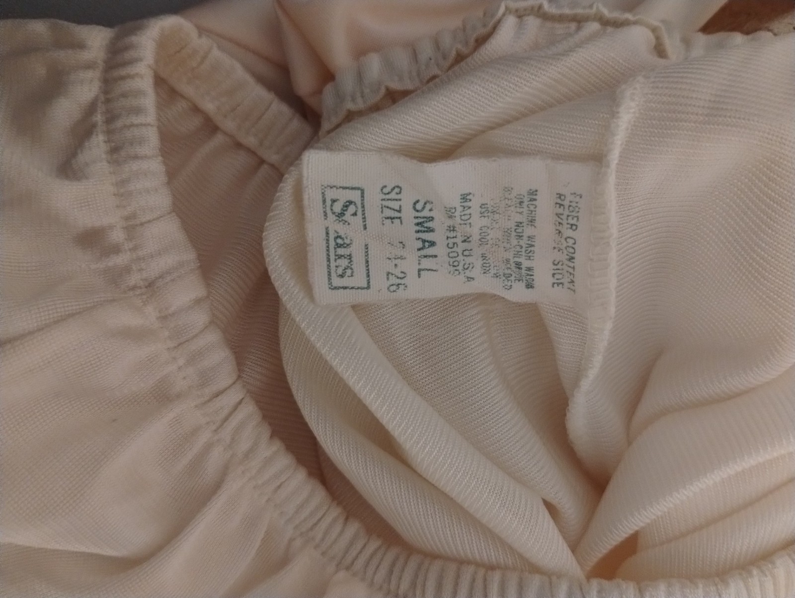 Vintage Sears Half Slip Small BEIGE/IVORY Antron Nylon 24 Inch Length Lace Trim