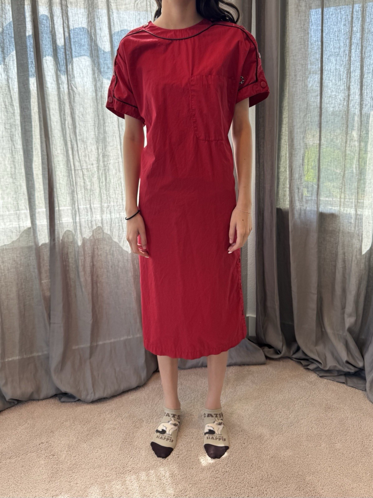VTG 60’s/70’s Alan Austin France Red Womens Day Dress, Logo