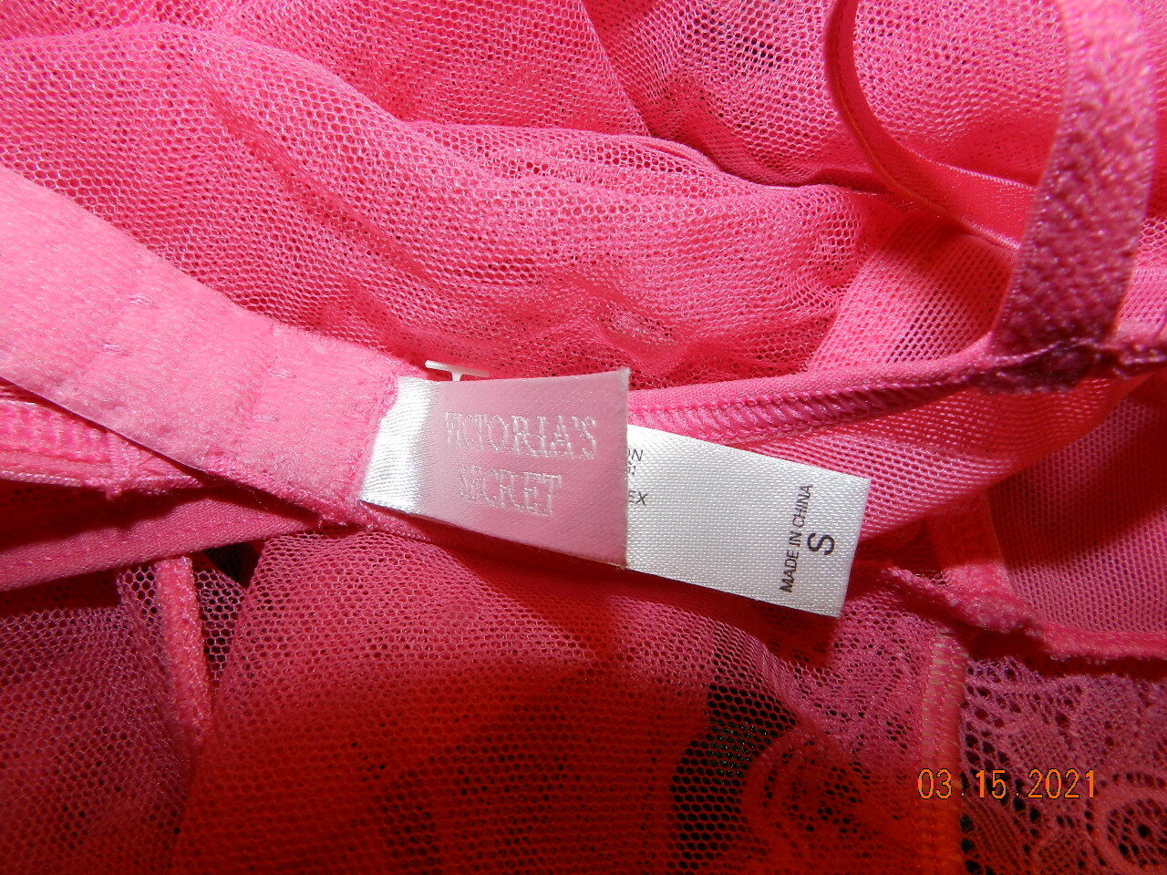 VICTORIA’S SECRET BABYDOLL BRIGHT PINK MESH LACE S