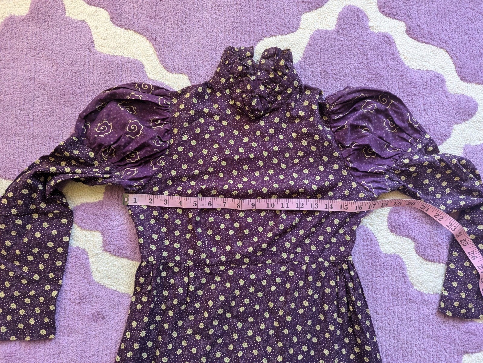 Vintage 70’s Young Edwardian By Arpeja Plum Purple Puff Juliet Sleeves Dress XS