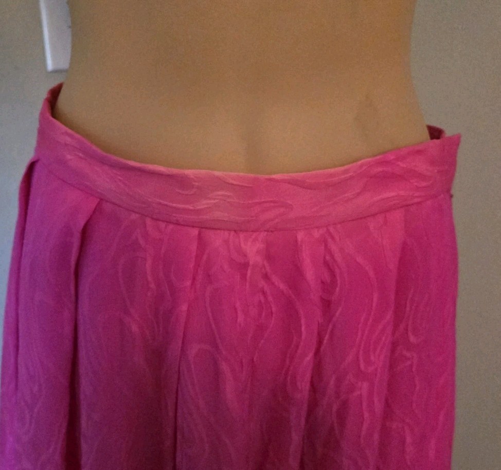 Vintage 80s Cloak of Many Colors Silk Skirt Set Pink Fuchsia Lace 2pc Faded Sz 8