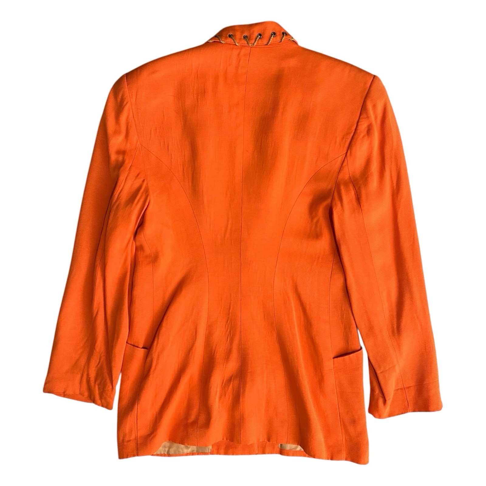 VTG 80s/90s CRISCIONE New York Cache Bright Orange Lace Up Blazer Jacket Sz L