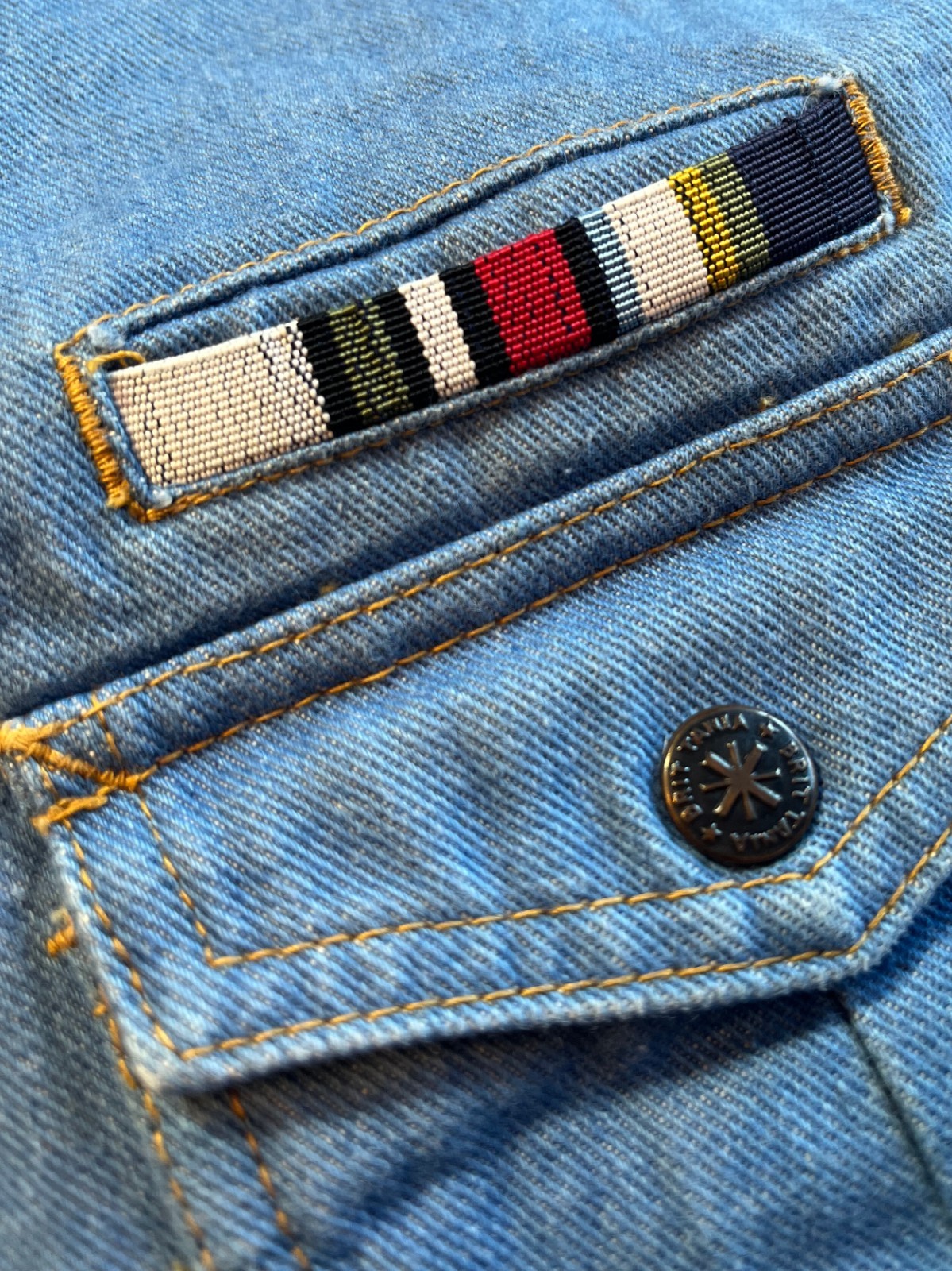 Vintage 1970s Brittania Denim Vest L Cotton Button-Front Retro Streetwear Hippy