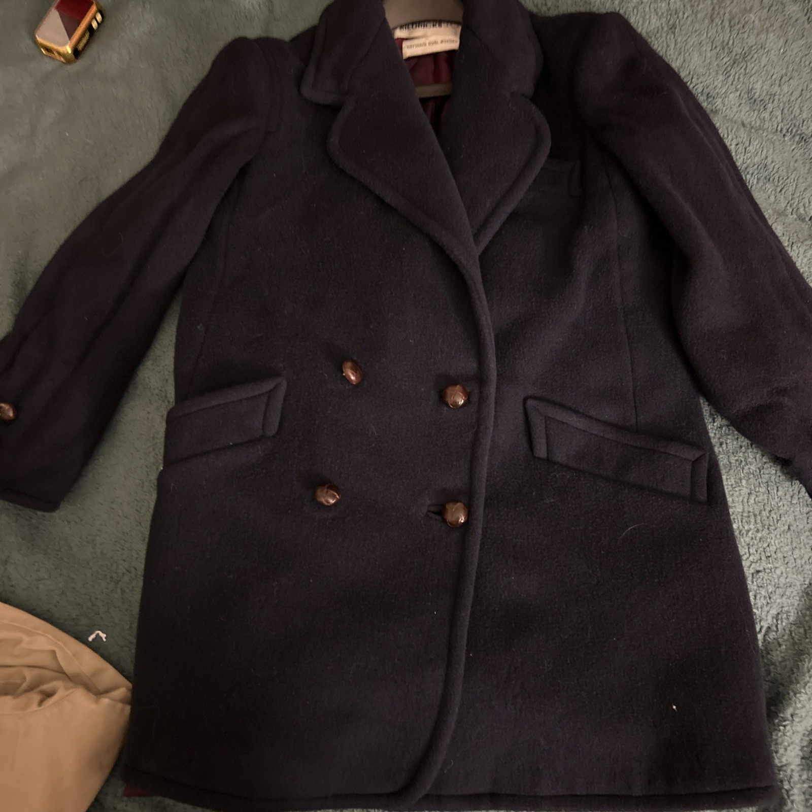 Vintage Bill Haire Wool Coat Navy Double Breasted Dayton’s Oval Room Women’s 12