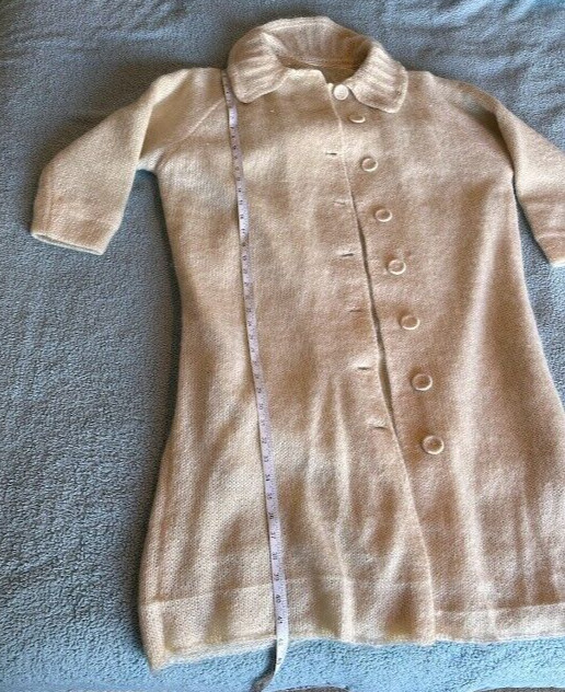 1920s Vtg Womens Home Sewn knit fabric Coat covered Buttons satin lining size M