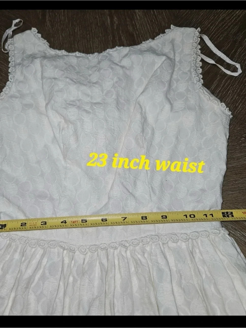 Vintage 1960s Maggi Maid of Lucerne swiss white Jacquard Fit & Flare Dress XS