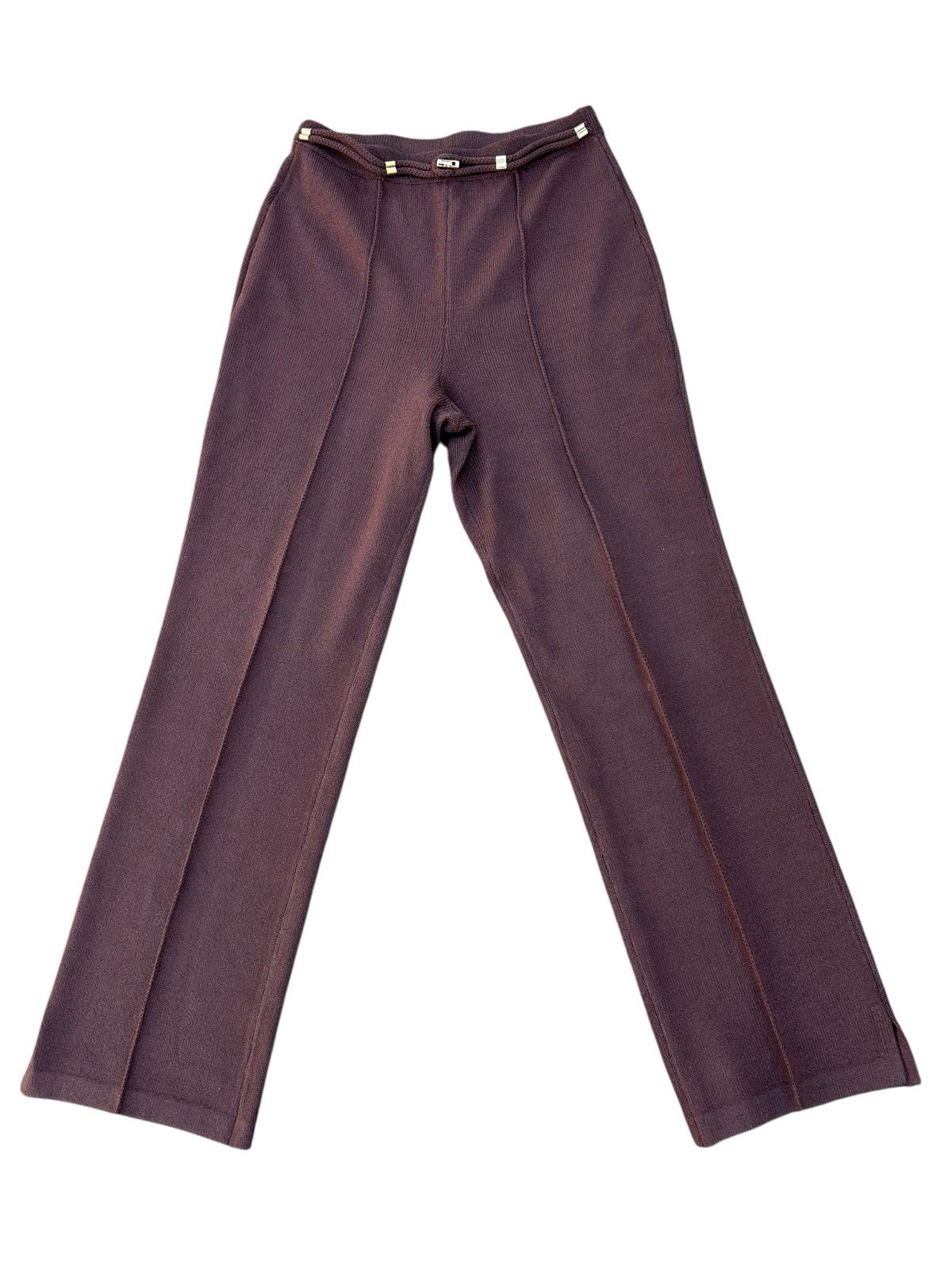 Vintage ST. JOHN MARIE GRAY Brown Knit Logo Slacks Sweater Pants Old Money 8