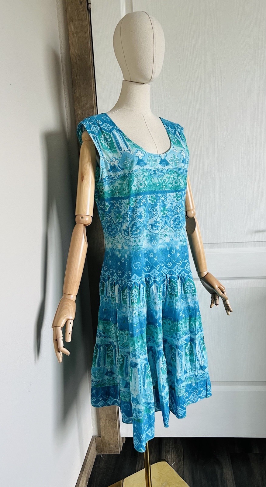Vintage Phool India Boho Dress Lace Up Back Cotton Sundress COLORFUL Sz L NWOT