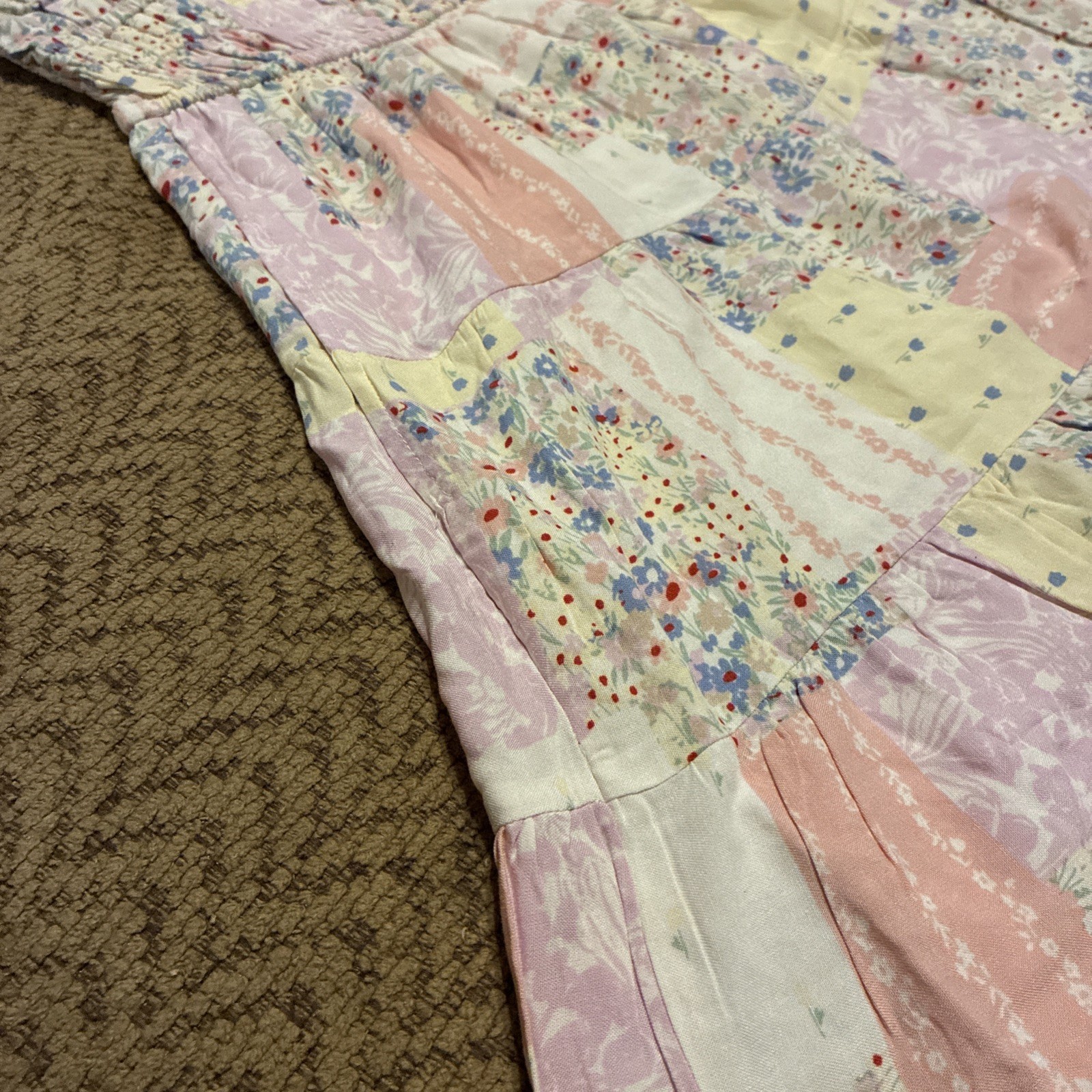 Vintage Dress Jay Jays Size 6 Puffy Sleeves Elastic Edges Quilted Tiered A-line