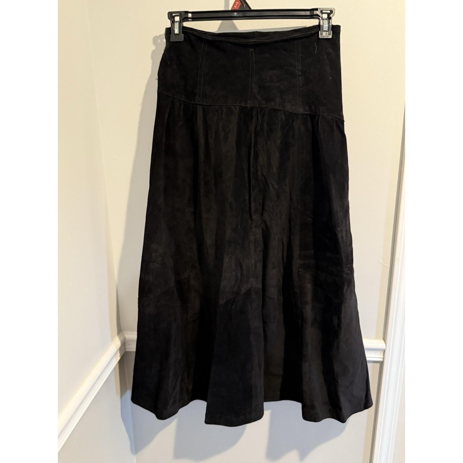 Vintage Comint Black Leather Long Skirt 9/10 Leathercraft Process