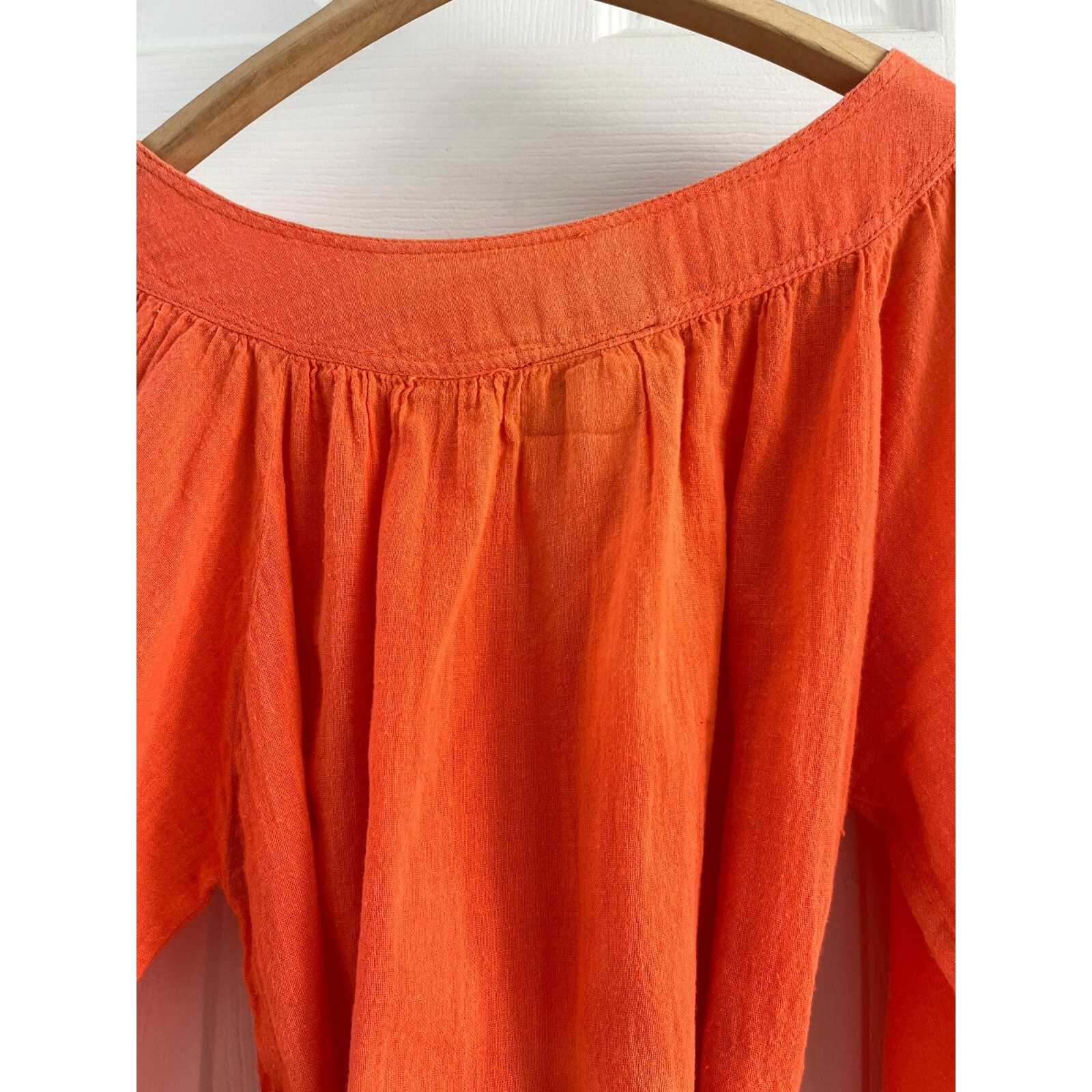 Vtg 1973 Orange Cotton Blouse Grecophilia Made In Greece 100% Greek Cotton