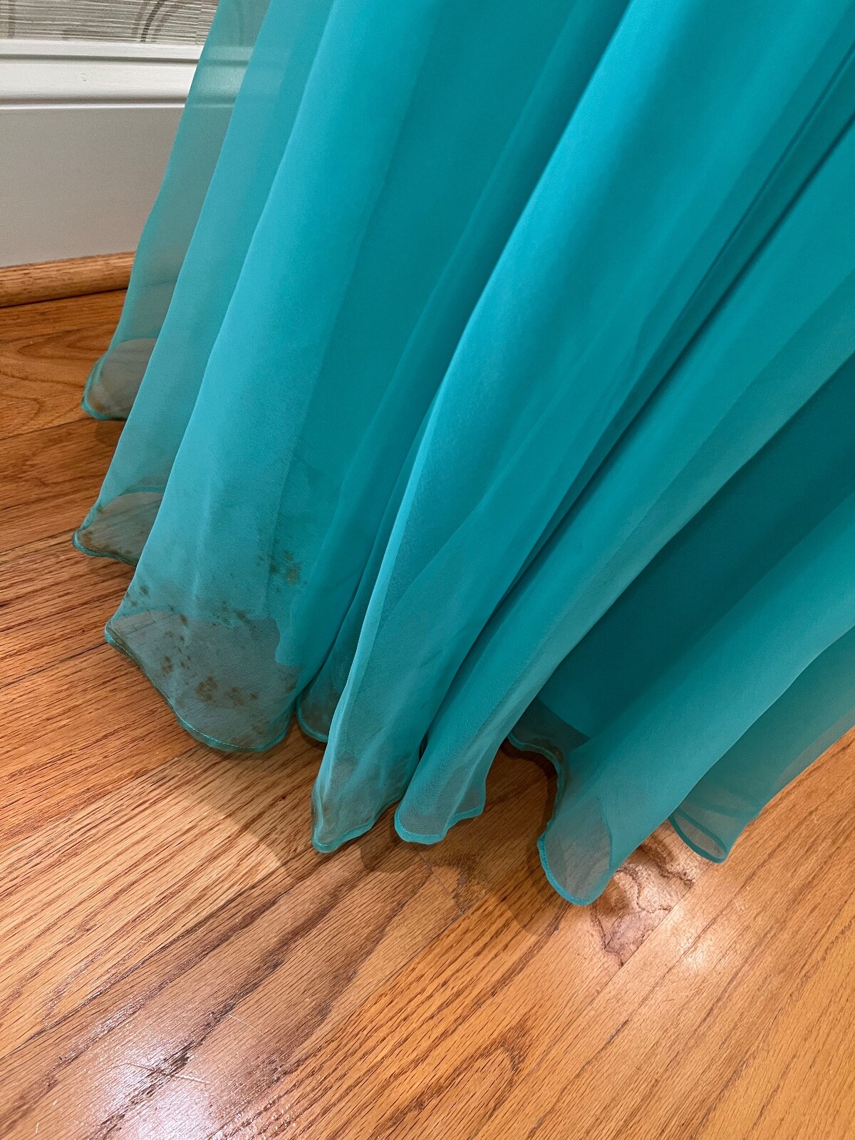 Vintage Don Luis De Espana Turquoise Chiffon Gown