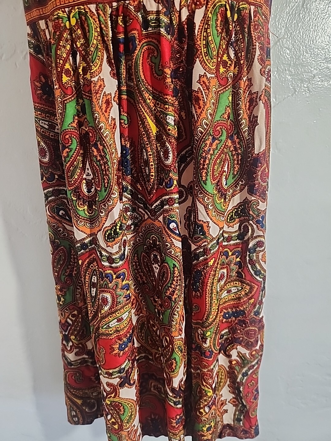 vintage 70’s dress paisly polyester psychedellic jerrie lurie 1970’s hippy 27″ w